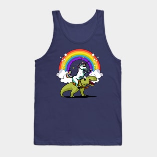 Unicorn Riding T-Rex Dinosaur Party Tank Top